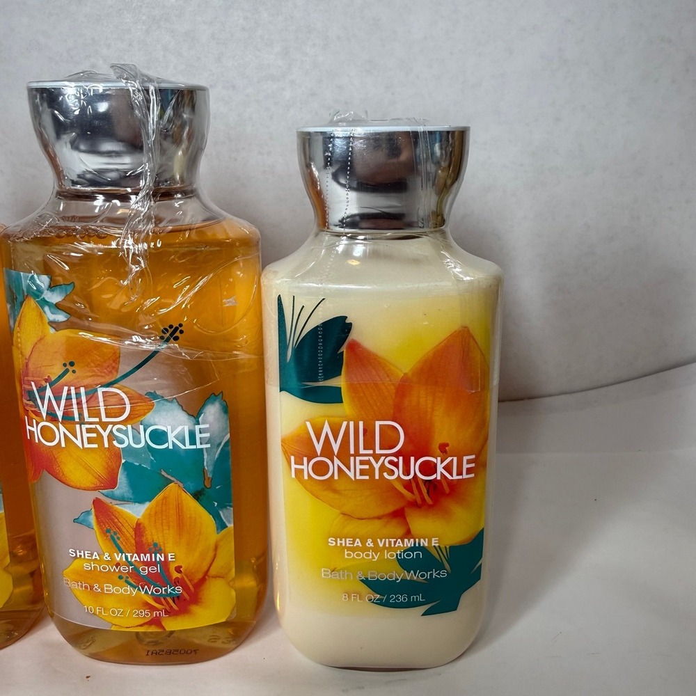 Bath & Body Works Wild Honeysuckle (3) Shower Gel (1) Body Lotion 8 fl oz - Picture 2 of 4